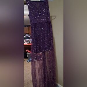 Sparkling Purple Sleeveless Gown